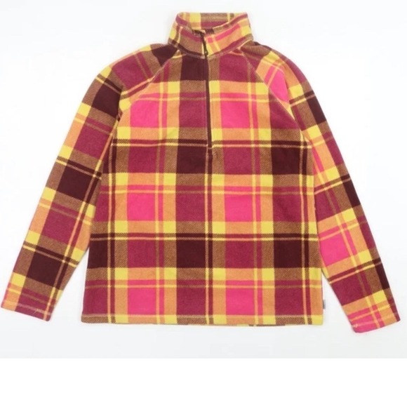 Eddie Bauer Tops - Eddie Bauer Womens Plaid Fleece 1/4 Zip Pullover Top Shirt Size M